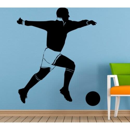 Player Pass The Football Soccer Star Sketch Fashion Wedding Decor Wall Sticker Bedroom Wallpaper Wall Decal Rooms Decor