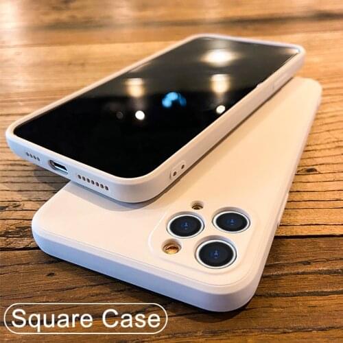 Square Silicone Case For iPhone 11 12 Pro Xs Max X Xr Matte Candy Color Soft Silicone Case For iPhone Se 2020 7 8 6s 6 Plus Thin