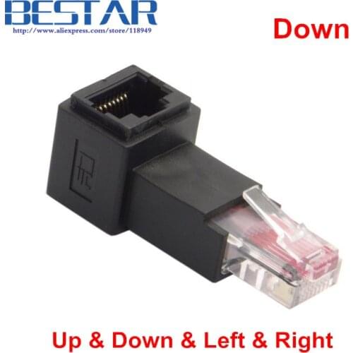 Multi-angle RJ45 Up Down Right Left Angled 8P8C FTP STP UTP Cat 5e Male to Female Lan Ethernet Network Extension Adapter Angle