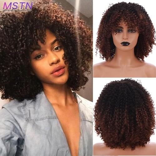 MSTN Curly Wig Synthetic Female Full Mechanical Textile Headgear Black Wavy Hair High Temperature Chemical Fiber Natural