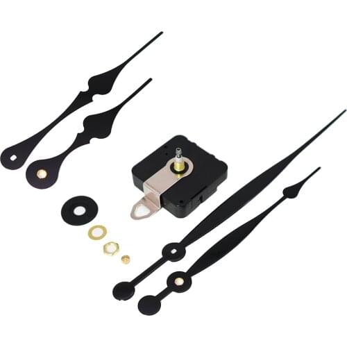 DIY Quartz Wall Clock Motor Movement Mechanism Repair Parts Set 20mm Shaft (Black)
