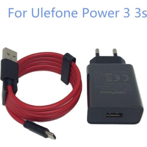 New For Ulefone Power 3 USB Adapter Charger EU Plug Travel 3A Quick Charge +Type-C Micro USB Cable For Ulefone Power 3s phone