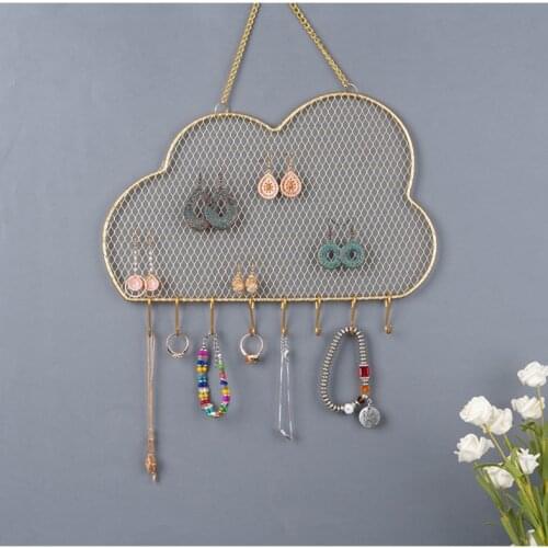 Earring Organizer Wall Mount Holder for Necklace Bracelet Earring Jewelry Storage Rack Display Decoration with Hooks