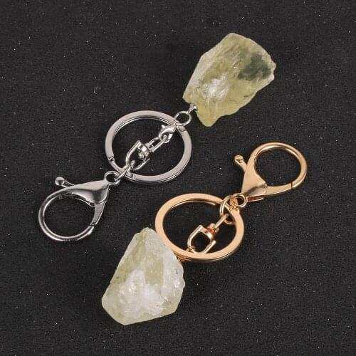 Original Yellow Crystal Quartz Pendant Keychain Women Girls New Car Bag Keyring Boho Natural Stone Birthday Jewelry Gifts