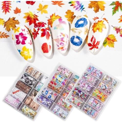10 colors Nail Star Transfer Paper Colorful Nails Foil Transfer Starry Sky Summer Sliders For Manicure Nail Art
