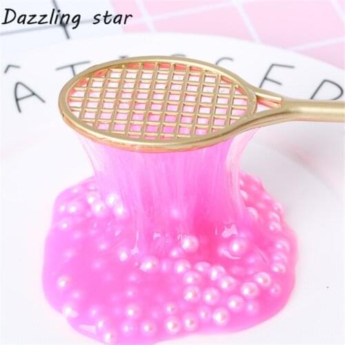 19cm mini PVC Badminton racket for kids DIY fluffy slime form crystal soil kit clear slime Floam putty cream keyboard