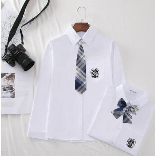Japanese Student Long Sleeve White Shirt For Girls Middle High School Uniforms School Dress Jk Uniform Top Large-Size XS-3XL