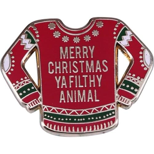 Merry Christmas, Ya Filthy Animal Badge Go back to nature with your sweater this season and add some animal knit flair