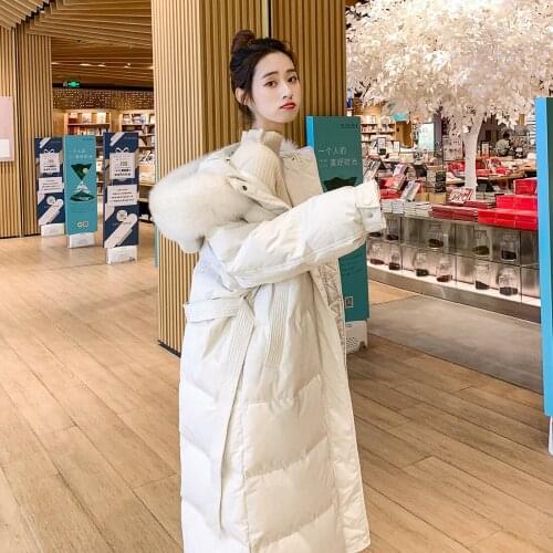 The season long down jacket whom 2020 new hot style han edition fashion fox long hair loose big yards after knee