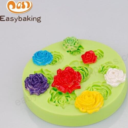 Ice Cube Various Peony Rose Flowers Cake Decorate Silicone Molds Artificial Button Earrings Rings