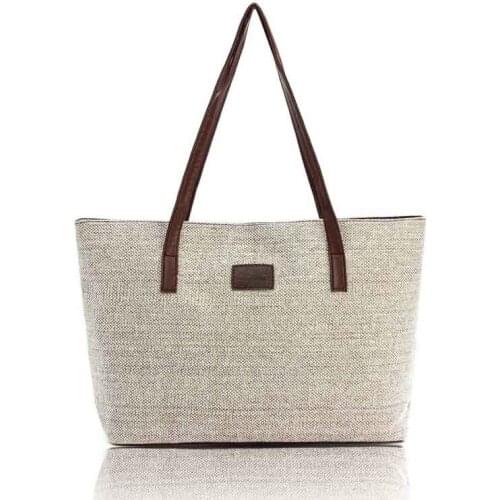 Women Handbag Canvas Shoulder Bags Appliques Portable Bag Large Capacity Lady Shopping Linen Casual Totes New