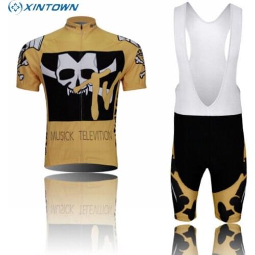 XINTOWN Pro Team Cycling Ropa Ciclismo Bike Short Sleeve Clothing Set Bicycle Mens Wear Suit Jersey Bib Shorts Gold