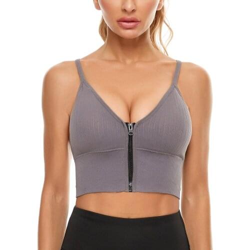 Women Bra Front Zip Closure Push Up Padded Bras Breathable Sexy Lingerie Fitness Underwear