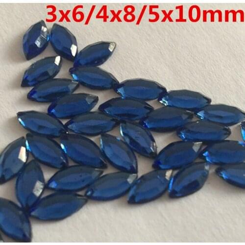 1440pcs Dark Blue Navette Rhinestone Horse Eye Acrylic Stones Flatback Button Fancy Strass Crystals For Dress Crafts Decoration