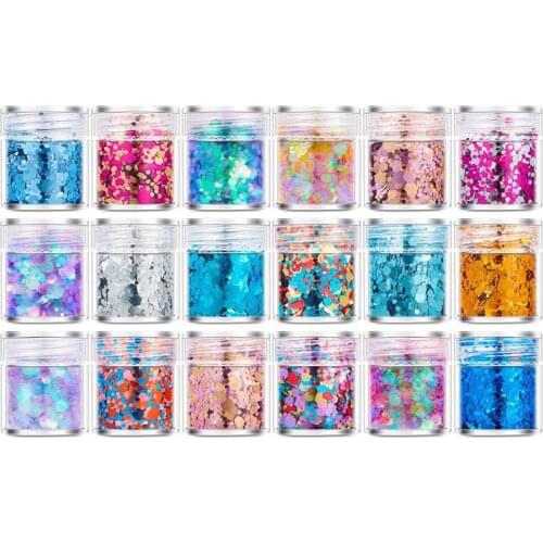 18 Bottles Nail Art Sequins Shinning Filling Flash Glitter Powder UV Epoxy Resin Pigment Dust Manicure DIY Fingers Beauty Decor