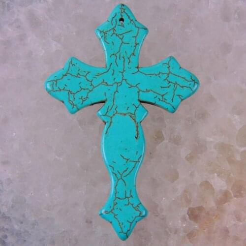 76x50MM Blue Howlite Cross GEM Pendant Jewelry Jewelry S007