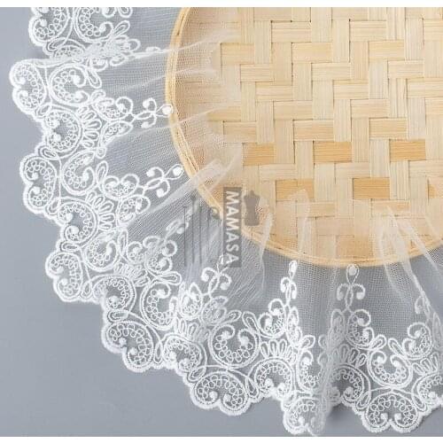 5 Meters White Handmade DIY Garment Accessories Cotton Lace Fabric Embroidery Curtains Lace Trim 9.5cm Width