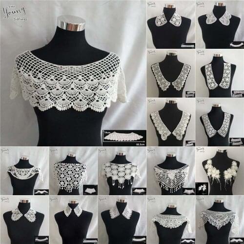 White Lace Collar Venice Applique Embroidery Sewing Lace Fabric Clothing Accessories Lace Shawl Decoration