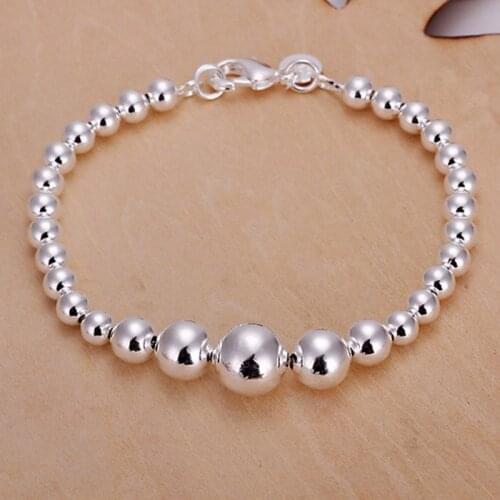 Free shipping 925 jewelry silver plated jewelry bracelet fine fashion bead bracelet wholesale and retail SMTH165