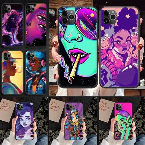 Art space girl Phone Case Cover Hull For iphone 5 5s se 2 6 6s 7 8 12 mini plus X XS XR 11 PRO MAX black luxury cell cover
