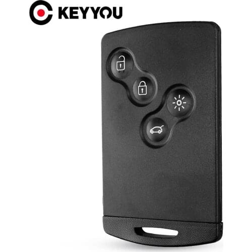 KEYYOU 4 Button Car Card Key Case For Renault Koleos Clio IV Captur Passive Laguna Megane KeylessGo Entry Remote Smart Key Shell