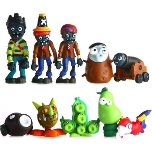 10Pcs/Lot Plants vs Zombies PVZ Figure Toys Plants vs Zombies Spring Bean Coconut Cannon PVC Action Figures Collection Model Toy