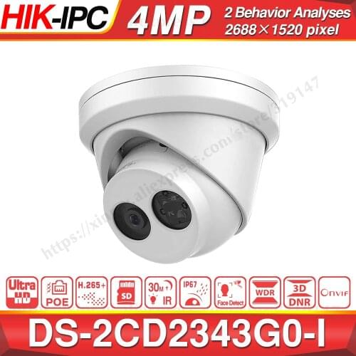 HIKVISION H.265 Camera DS-2CD2343G0-I 4MP IR Fixed Turret Network Camera MINI Dome IP Camera SD Card Slot Face Detect OEM