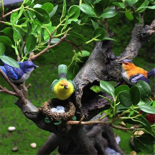 Simulation Bird Nest Resin Decorative Crafts Ornaments Home Garden Yard Decor Desktop Flower Pot Decoration Art Gift