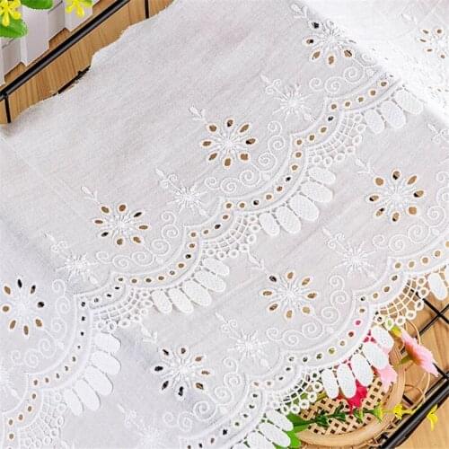 Ivory Exquisite Double-layer Hollow Cotton Embroidered Lace Accessories Trims Wholesale Clothing Embroidery Fabrics 23.5cm