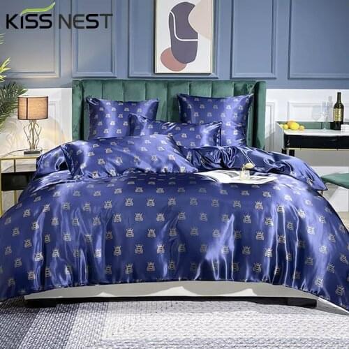 Home Textile Bedding Sets Luxury Printed Rayon Duvet Cover Pillowcases Quilt Cover for Single Double Bed