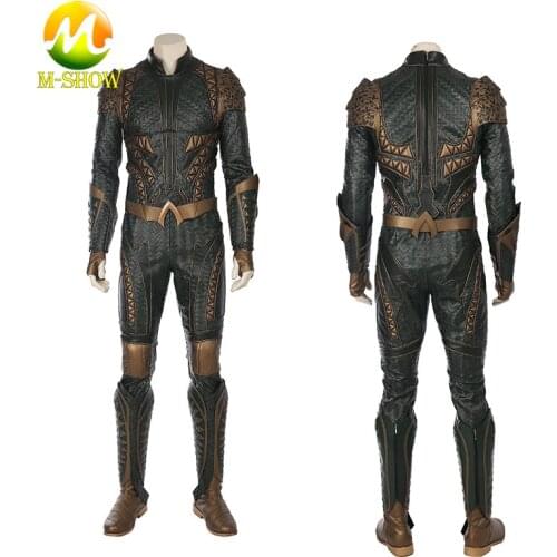 Superhero Arthur Curry Cosplay Costume Luxious Outfit Men Armor Suit Jumpsuit Vest Boots Halloween Uniforms for Adult Man