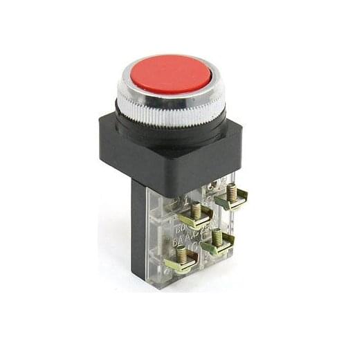 Red Flat Cap Pushbutton Momentary NO NC Push Button Switch AC 250V 6A