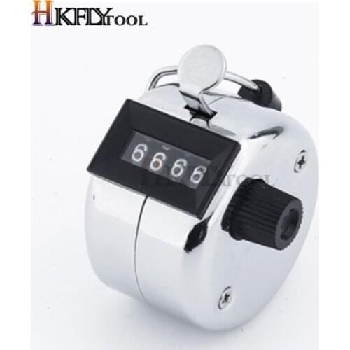 Mini 0-9999 Counter Metal Case Manual Four-Digit Counter With Plastic Base Hand Tally Counters Clicker Measuring Tool Gauge