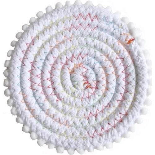 Fashion Cup Coaster Eco-friendly Wear Resistant Cotton Rope Heat-insulated Fadeless Round Placement Mat for Kitchen Table Mat