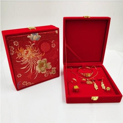 Trendy Red Jewelry Display Set Box For Women Men Rings Earrings Bracelets Necklaces Wedding bride Jewelry Gift Box