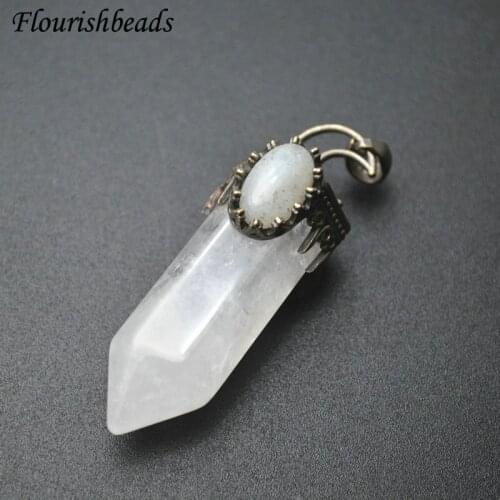Natural Gemstone Long Icicle Shape Point Pendant Fit Necklace Vintage Jewelry DIY Stuff Crystal / Pink Quartz / Green Aventurine