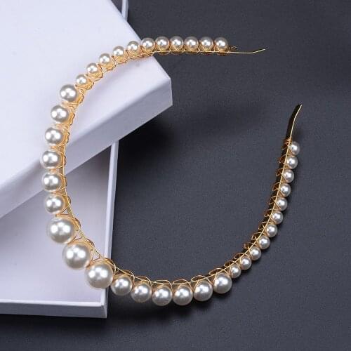 Fashion Korean Faux Pearl Hairbands Jewelry Women Hair Jewelry Female Baroque Statement Headbands Girls Elegant Vintage Headwear
