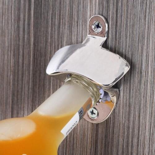 Zinc Alloy Bottle Opener Wall Mounted Rustic Beer Opener Set with Mounting Screws for Kitchen Gadgets Bar Accessories