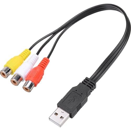 19cm USB 2.0 Male to 3 RCA Female Audio Video Composite Adapter Durable AV Cable A/V Converter For HDTV PC Television