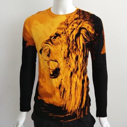 Factory direct sales Big lion head pattern printing knitted sweater Autumn 2018 quality cotton fashion luxury sweater men M-XXXL