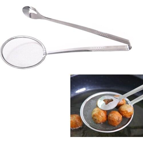 Stainless Steel Spider Mesh Strainer Oil-Frying Filter Spoon Ladle Colander Clip Skimmer For Fried Food Salad BBQ Kitchen Tool