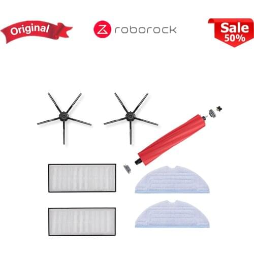Original Roborock Vacuum Cleaner Man S7 S70 S75 Mop Washable Filter Black Five-corner Side Brush Cleaning Kit Accessories