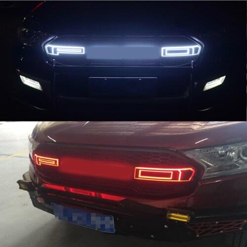 OWN DESIGN MODIFIED TOP QUALITY LED LETTERS Grill GRILLE SHINY Black Front racing Grill Fit for Everest endeavour car 2015-2018