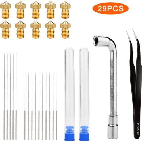 3D Printer E3D V5 V6 Extruder Nozzles,with Stainless Steel Nozzle Cleaning Needles,Precision Tweezer, Nozzle Spanner Clean Kit