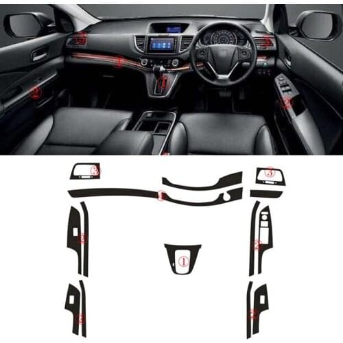 Car-Styling 3D Carbon Fiber Car Interior Center Console Color Change Molding Sticker Decals For RHD Honda CRV 2012-2017