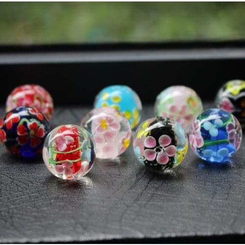 1Pcs 20mm Handmade Lampwork glass beads Round Flower Beads Multi-color Charms for jewelry Bracelet Necklace Craft DIY