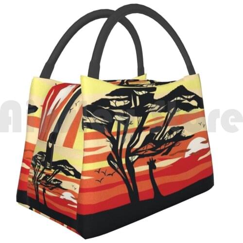 Cooler Lunch Bag Picnic Bag African Sunset Sunsets Africa Giraffes Collages