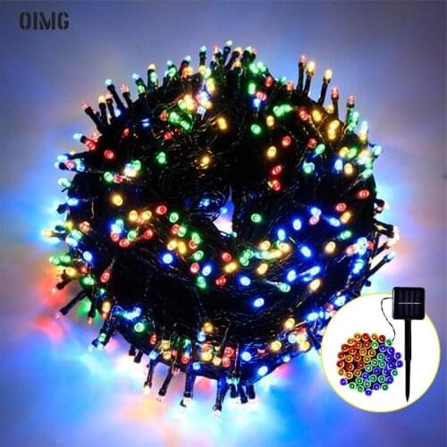 Solar LED String Lights Fairy Garland Waterproof Xmas Holiday Party Garden Outdoor Christmas Tree Decoration Lamp 8 Functions