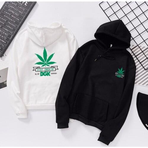 2020 spring and autumn maple leaves men and women couple models plus velvet all-match jacket student casual jacket hoodie men