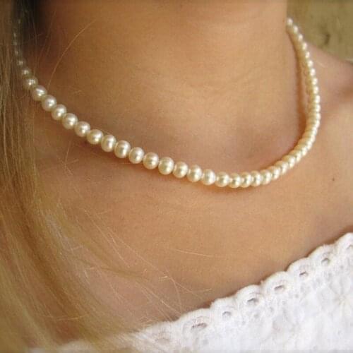 Pearl Necklace Necklace Big Round Pearl Necklace Lady Charm Fashion Retro High Temperament Banquet Holiday Gift Jewelry